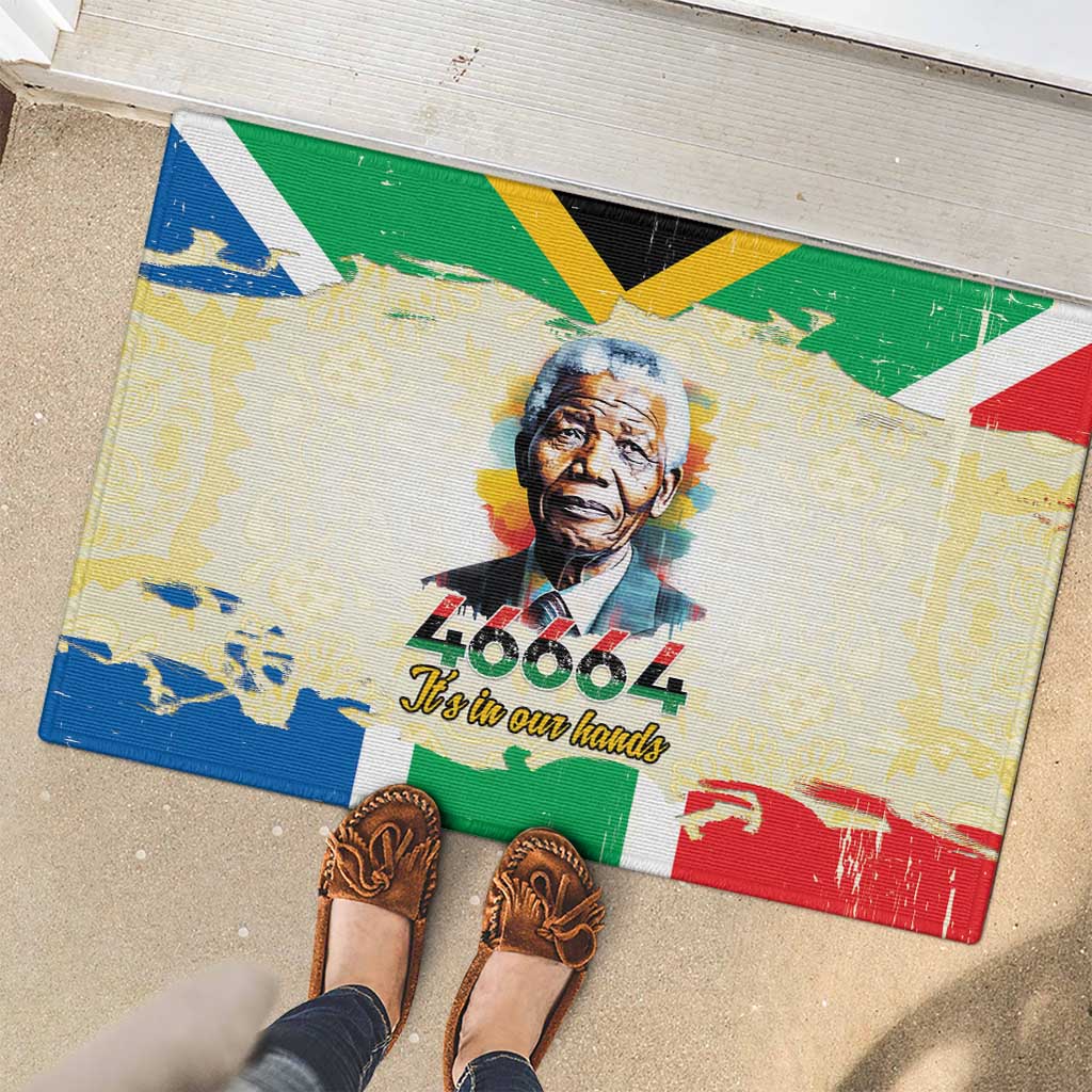 Nelson Mandela International Day 46664 Rubber Doormat Its In Our Hands - Batik Pattern