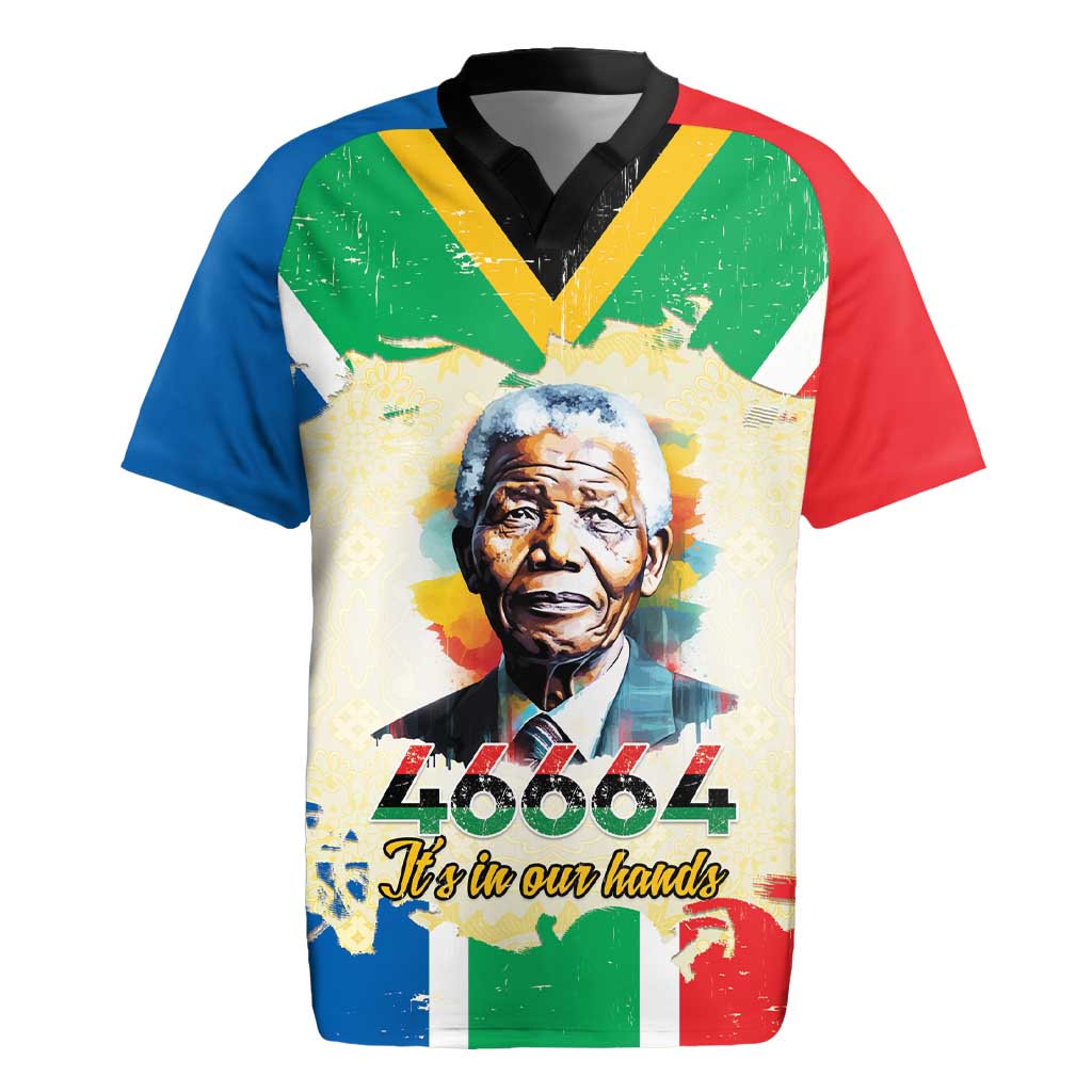 Nelson Mandela International Day 46664 Rugby Jersey Its In Our Hands - Batik Pattern