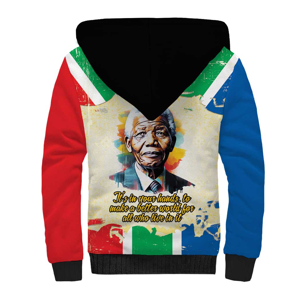 Nelson Mandela International Day 46664 Sherpa Hoodie Its In Our Hands - Batik Pattern
