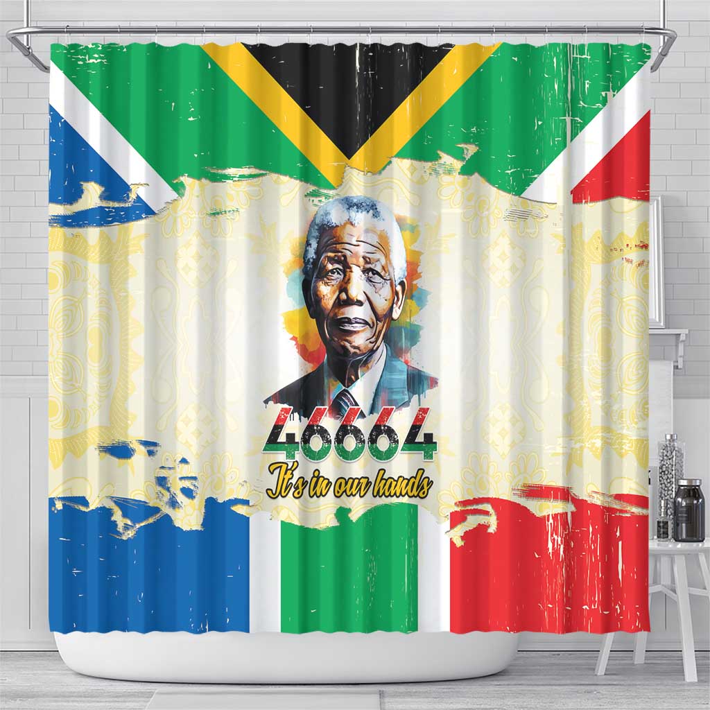Nelson Mandela International Day 46664 Shower Curtain Its In Our Hands - Batik Pattern