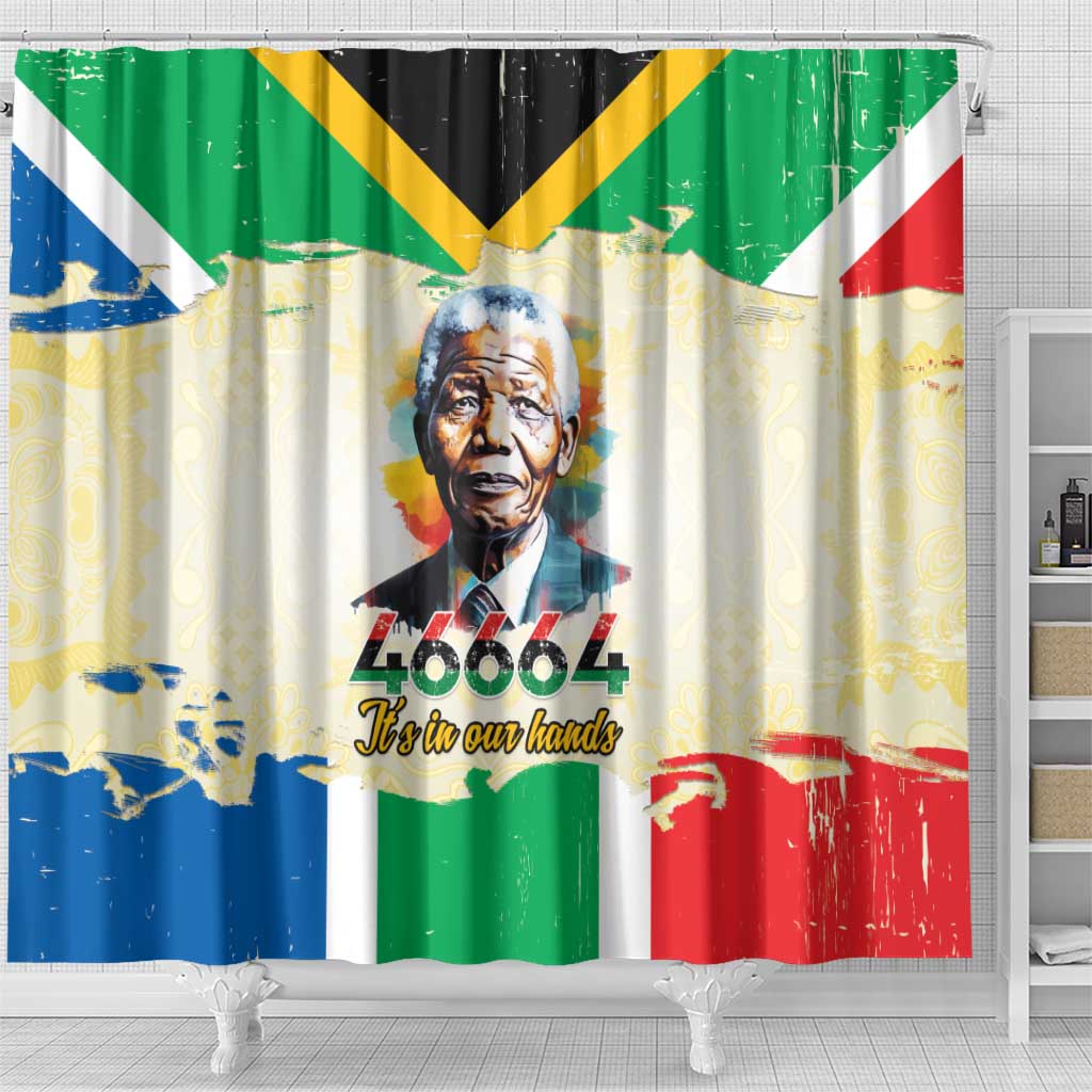 Nelson Mandela International Day 46664 Shower Curtain Its In Our Hands - Batik Pattern