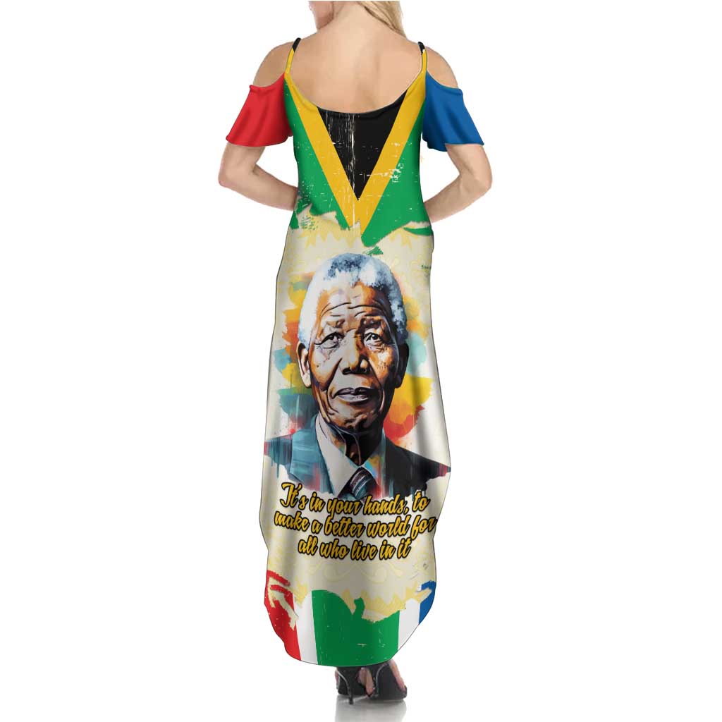Nelson Mandela International Day 46664 Summer Maxi Dress Its In Our Hands - Batik Pattern