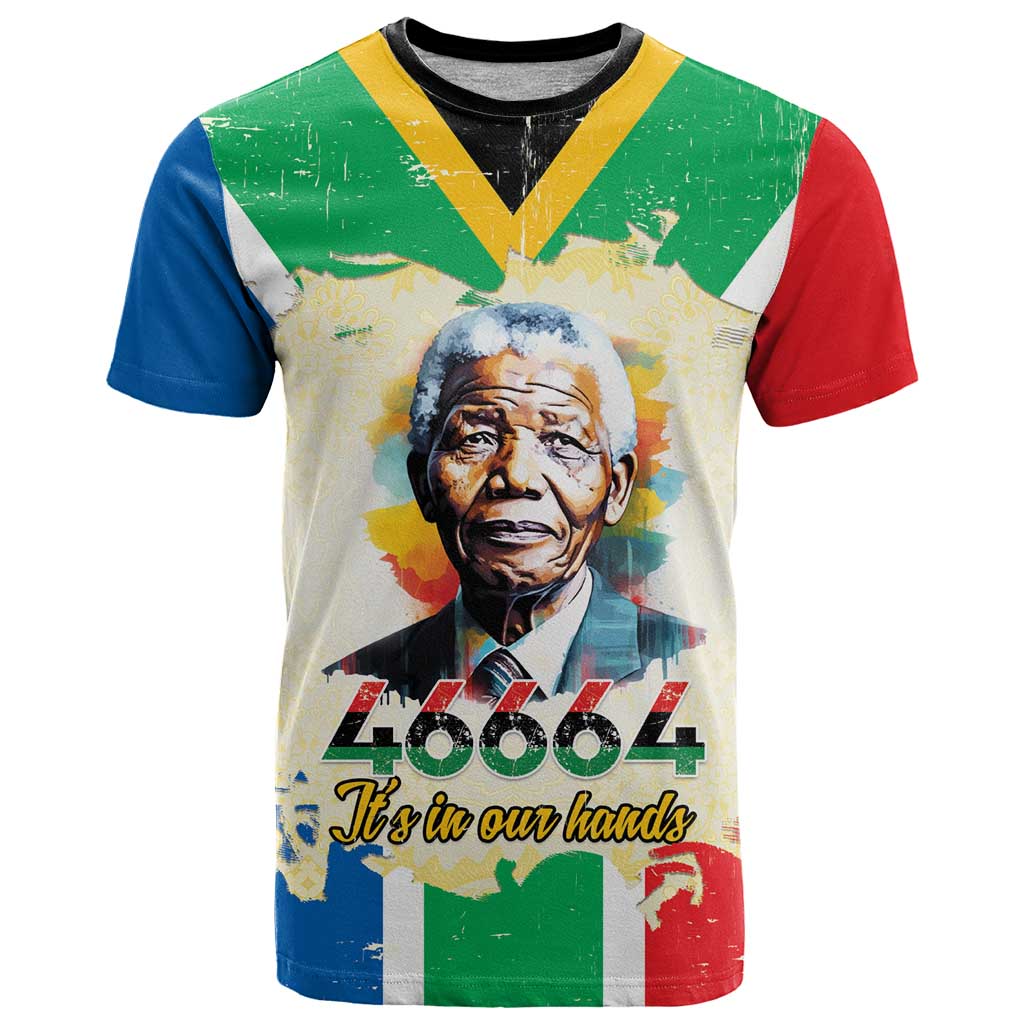 Nelson Mandela International Day 46664 T Shirt Its In Our Hands - Batik Pattern