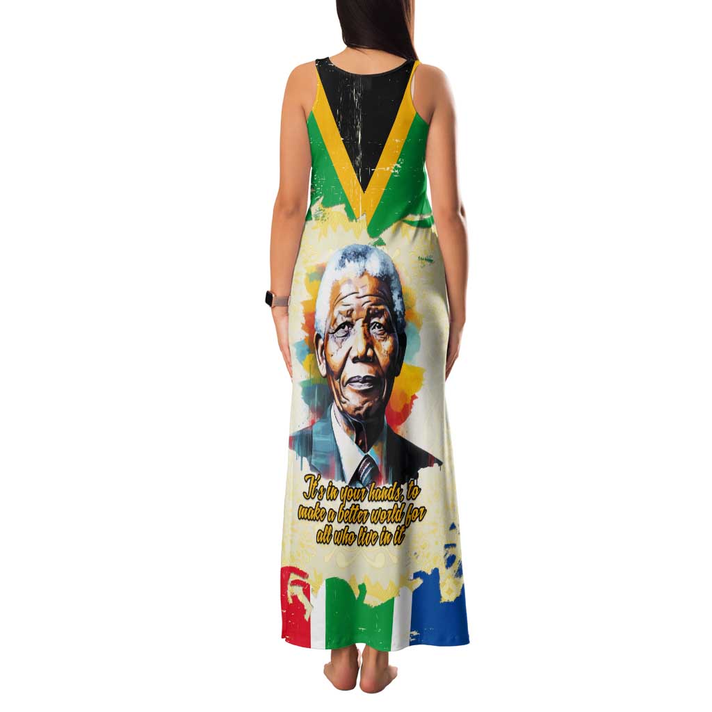 Nelson Mandela International Day 46664 Tank Maxi Dress Its In Our Hands - Batik Pattern