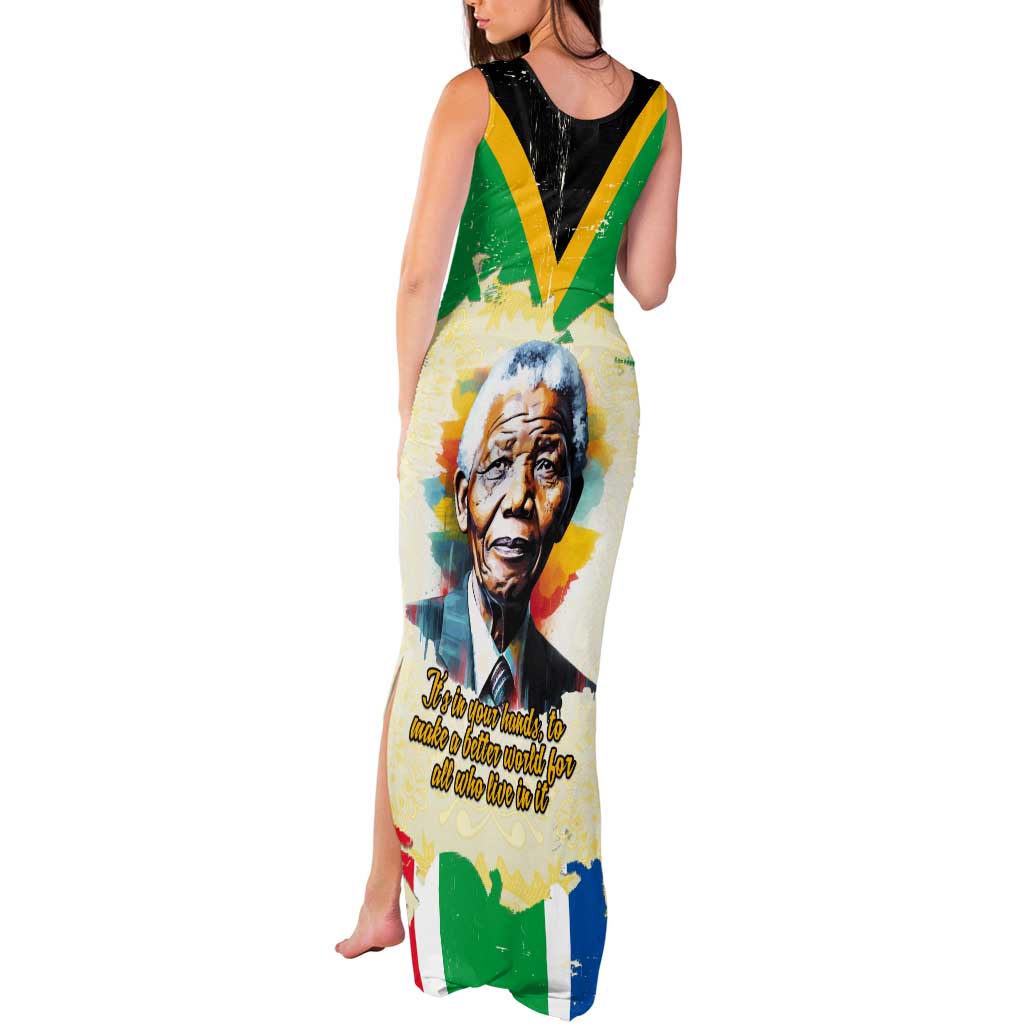 Nelson Mandela International Day 46664 Tank Maxi Dress Its In Our Hands - Batik Pattern