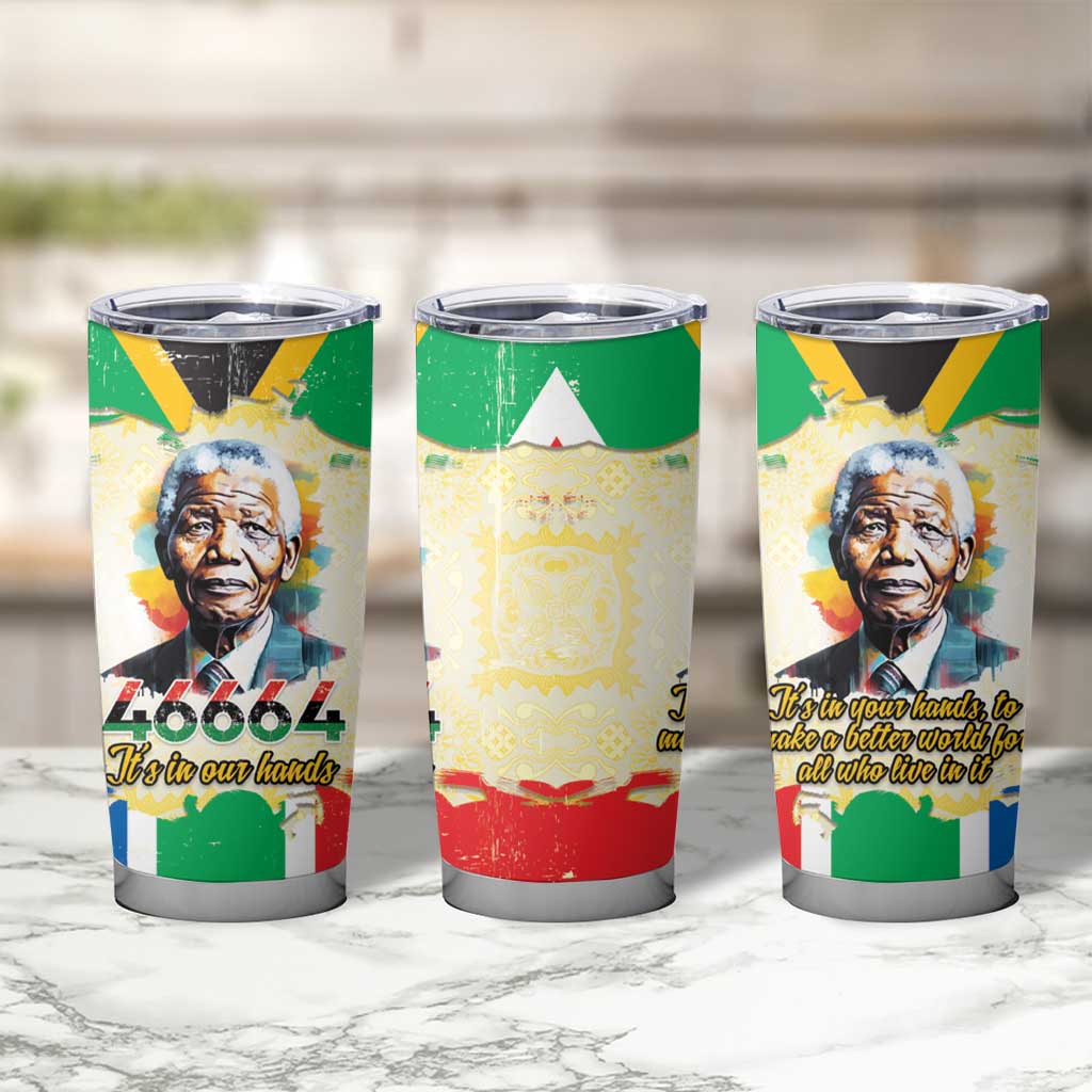 Nelson Mandela International Day 46664 Tumbler Cup Its In Our Hands - Batik Pattern