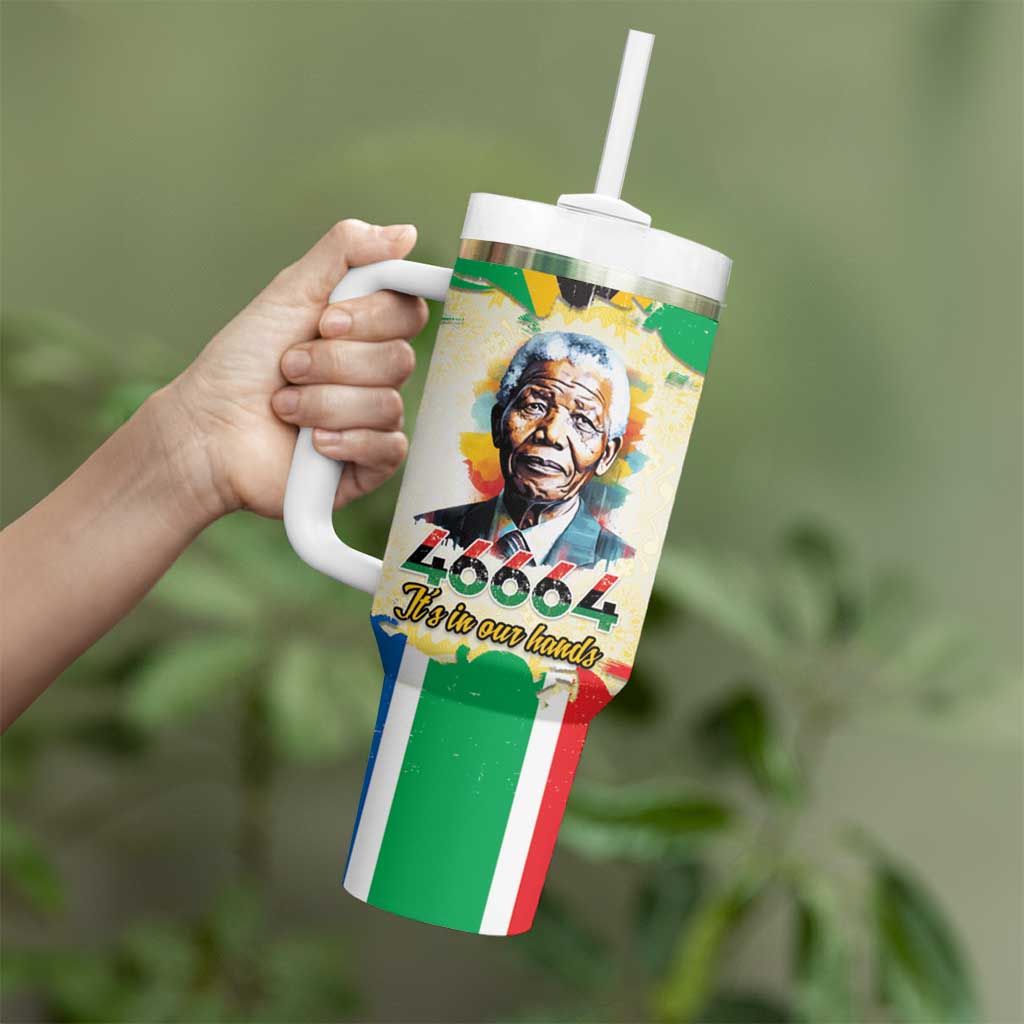 Nelson Mandela International Day 46664 Tumbler With Handle Its In Our Hands - Batik Pattern