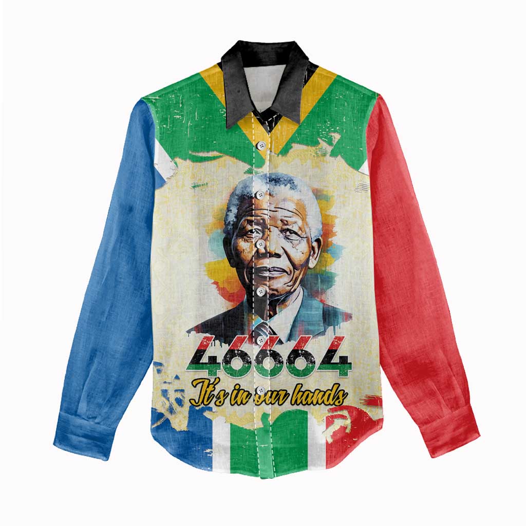 Nelson Mandela International Day 46664 Women Casual Shirt Its In Our Hands - Batik Pattern