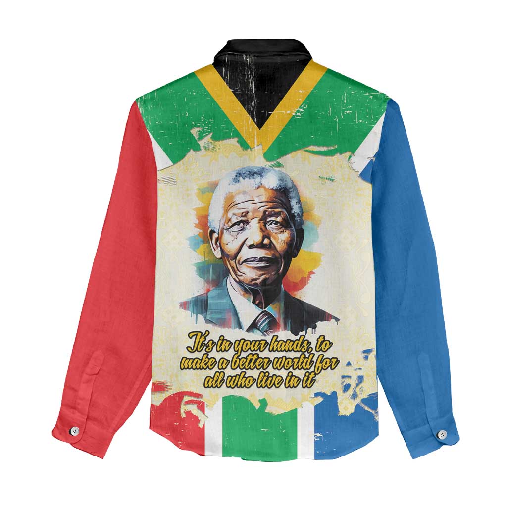 Nelson Mandela International Day 46664 Women Casual Shirt Its In Our Hands - Batik Pattern