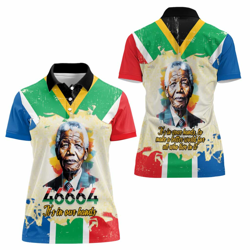Nelson Mandela International Day 46664 Women Polo Shirt Its In Our Hands - Batik Pattern