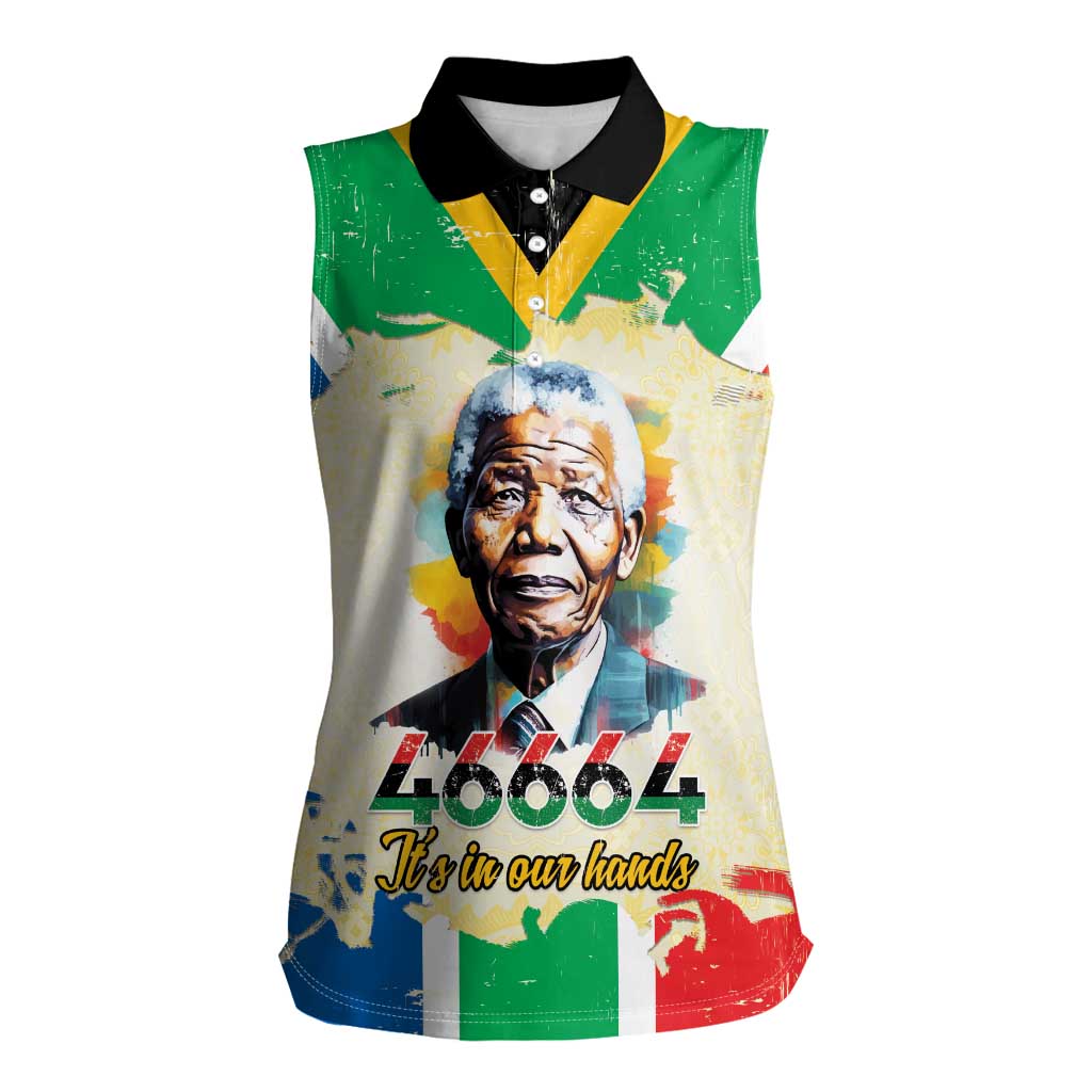 Nelson Mandela International Day 46664 Women Sleeveless Polo Shirt Its In Our Hands - Batik Pattern