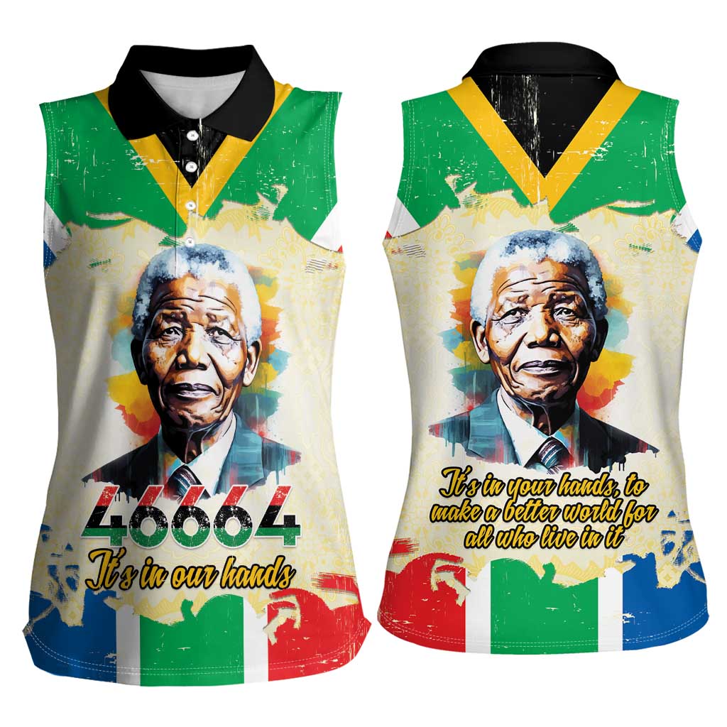 Nelson Mandela International Day 46664 Women Sleeveless Polo Shirt Its In Our Hands - Batik Pattern
