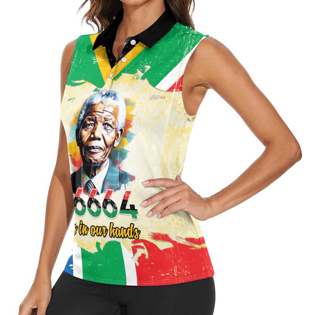 Nelson Mandela International Day 46664 Women Sleeveless Polo Shirt Its In Our Hands - Batik Pattern