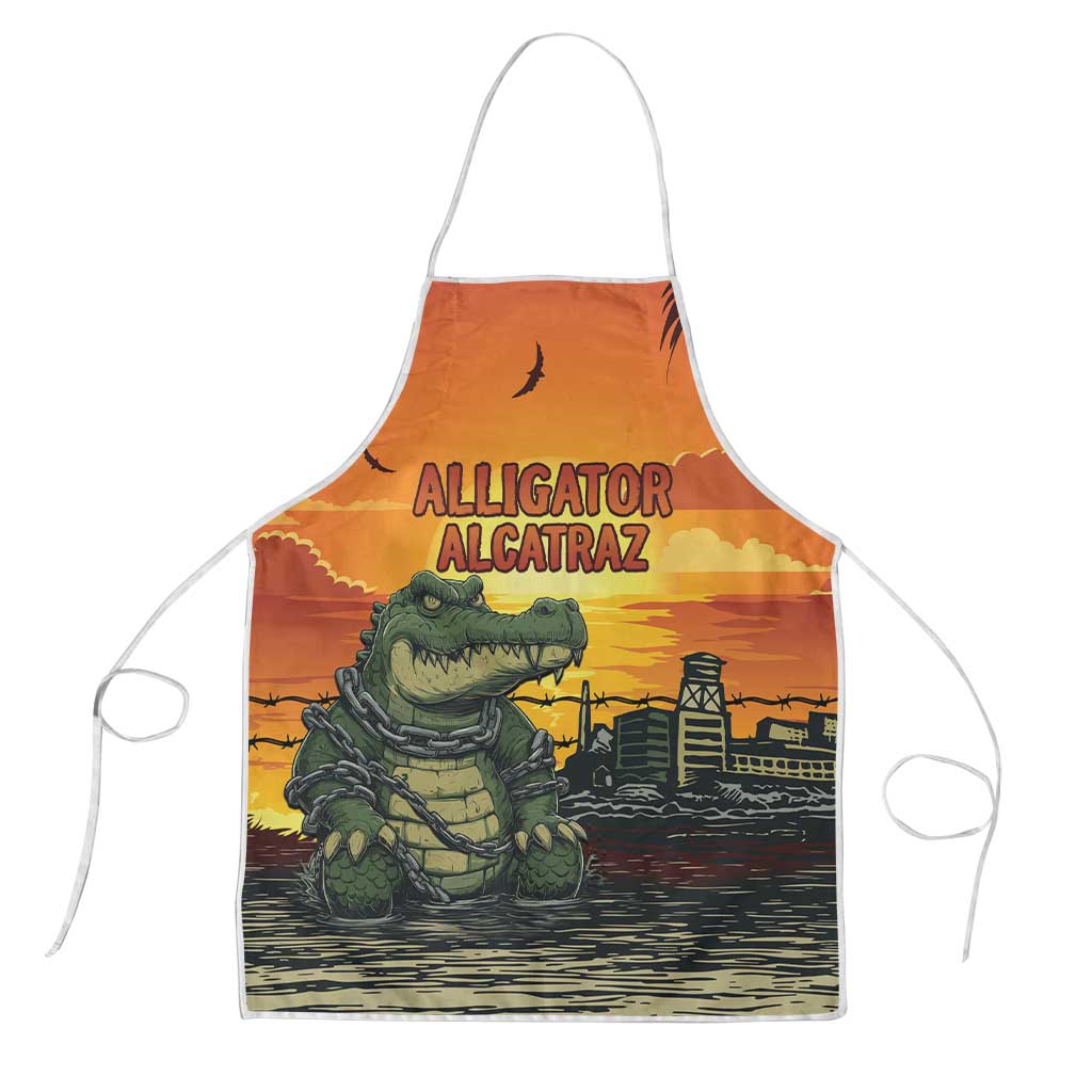 Alligator Alcatraz Apron Gator Island Prison Retro Sunset - Wonder Print Shop