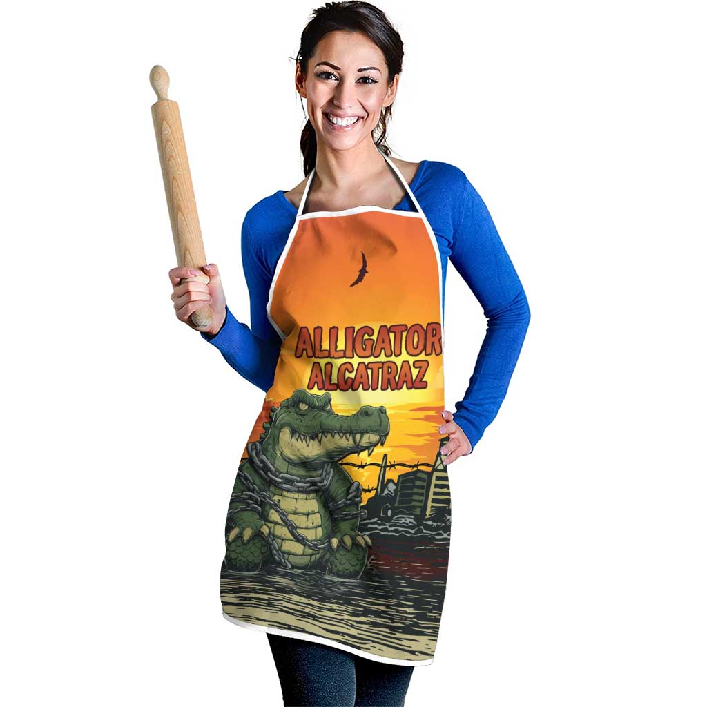 Alligator Alcatraz Apron Gator Island Prison Retro Sunset - Wonder Print Shop
