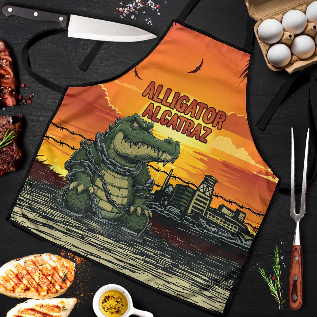 Alligator Alcatraz Apron Gator Island Prison Retro Sunset - Wonder Print Shop