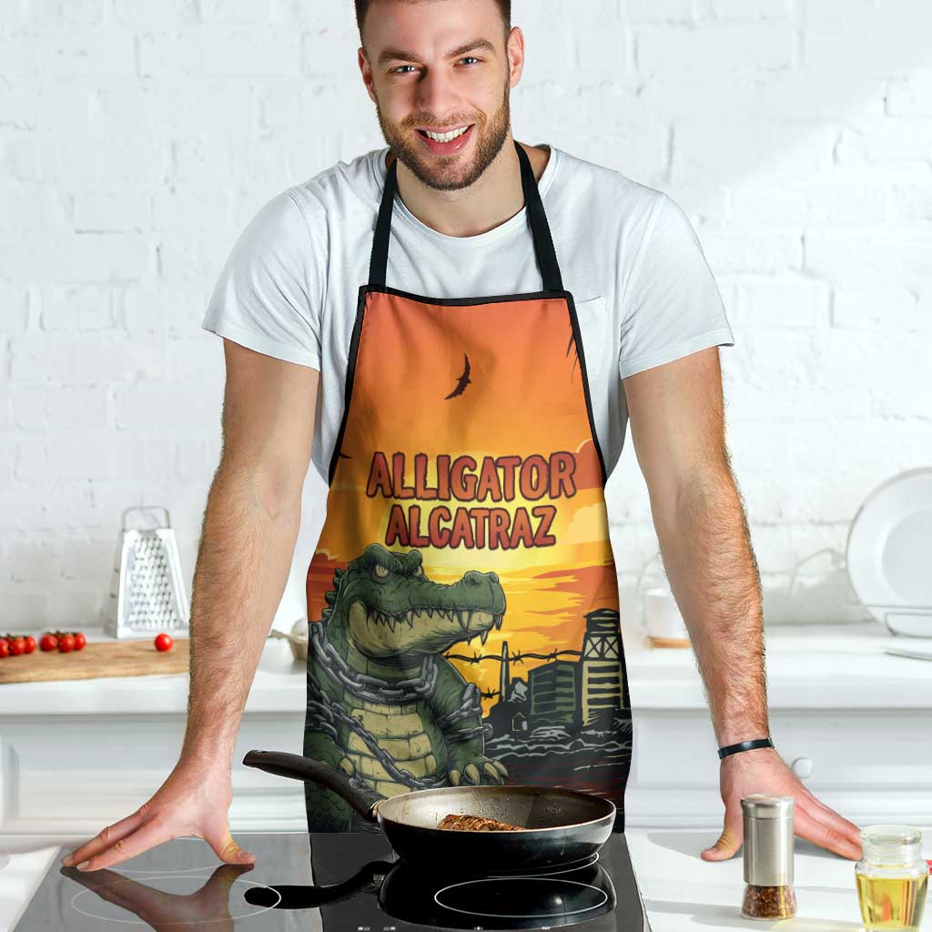Alligator Alcatraz Apron Gator Island Prison Retro Sunset - Wonder Print Shop