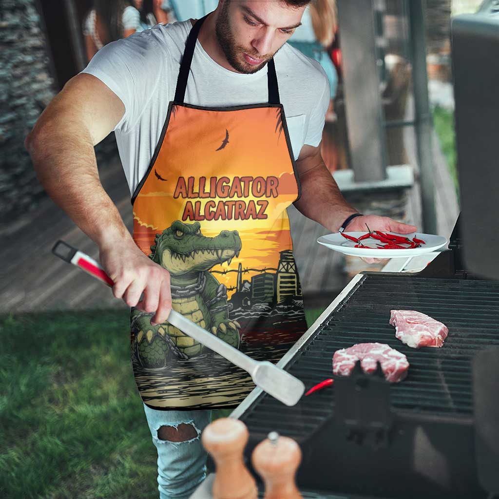 Alligator Alcatraz Apron Gator Island Prison Retro Sunset - Wonder Print Shop
