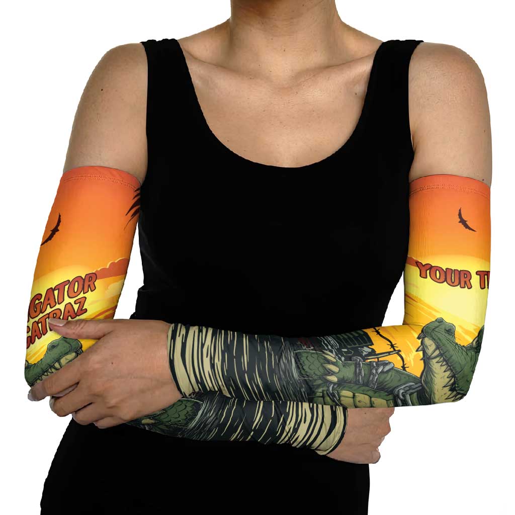 Personalized Alligator Alcatraz Arm Sleeves Gator Island Prison Retro Sunset - Wonder Print Shop