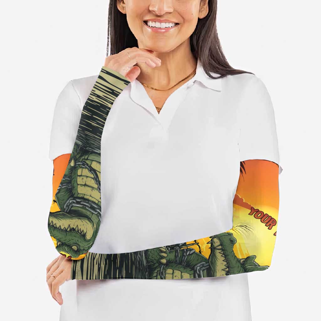 Personalized Alligator Alcatraz Arm Sleeves Gator Island Prison Retro Sunset - Wonder Print Shop