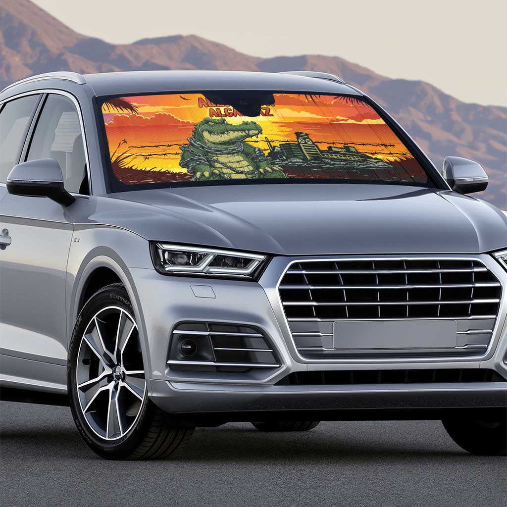 Alligator Alcatraz Auto Sun Shade Gator Island Prison Retro Sunset - Wonder Print Shop
