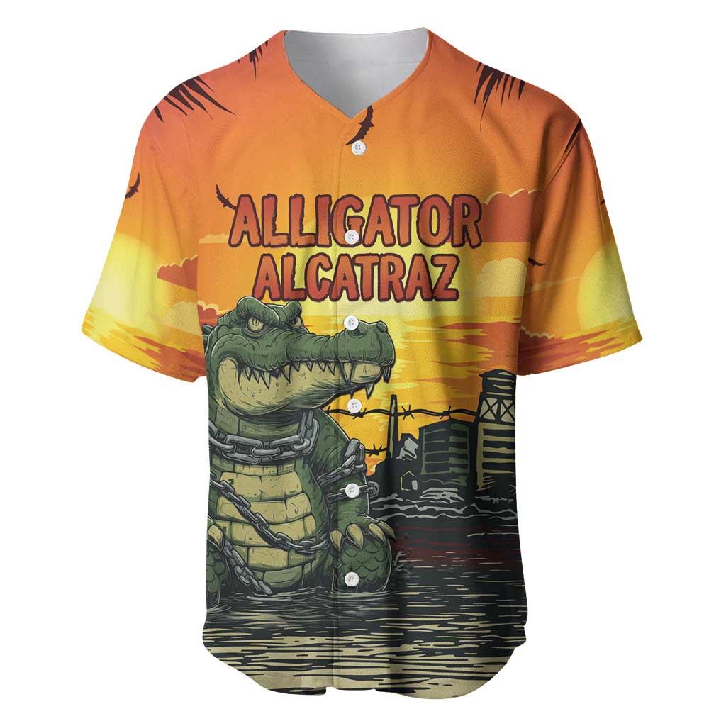Personalized Alligator Alcatraz Baseball Jersey Gator Island Prison Retro Sunset - Wonder Print Shop