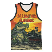 Personalized Alligator Alcatraz Basketball Jersey Gator Island Prison Retro Sunset - Wonder Print Shop