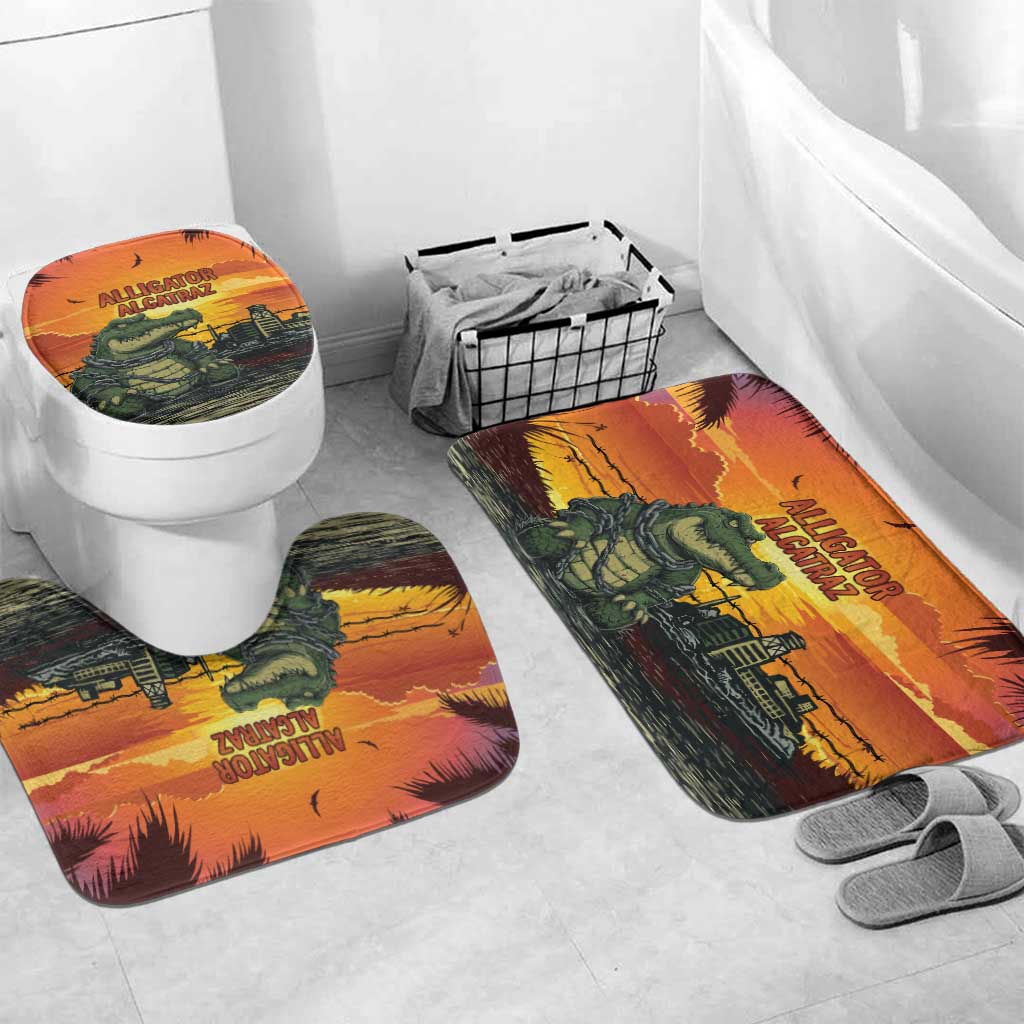 Alligator Alcatraz Bathroom Set Gator Island Prison Retro Sunset - Wonder Print Shop