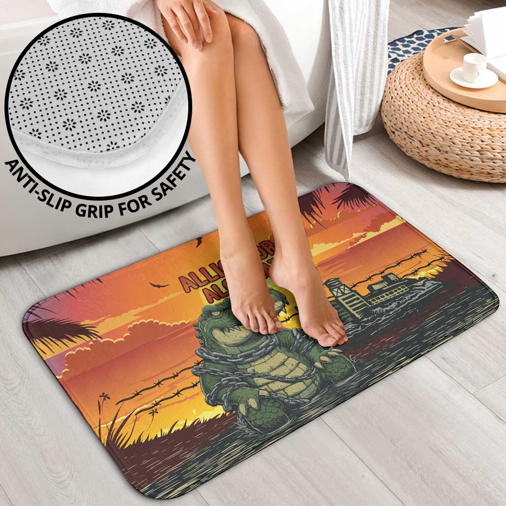 Alligator Alcatraz Bathroom Set Gator Island Prison Retro Sunset - Wonder Print Shop