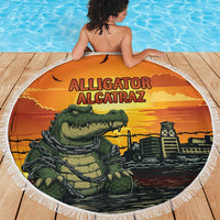Alligator Alcatraz Beach Blanket Gator Island Prison Retro Sunset - Wonder Print Shop