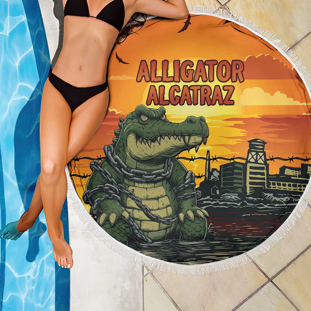Alligator Alcatraz Beach Blanket Gator Island Prison Retro Sunset - Wonder Print Shop