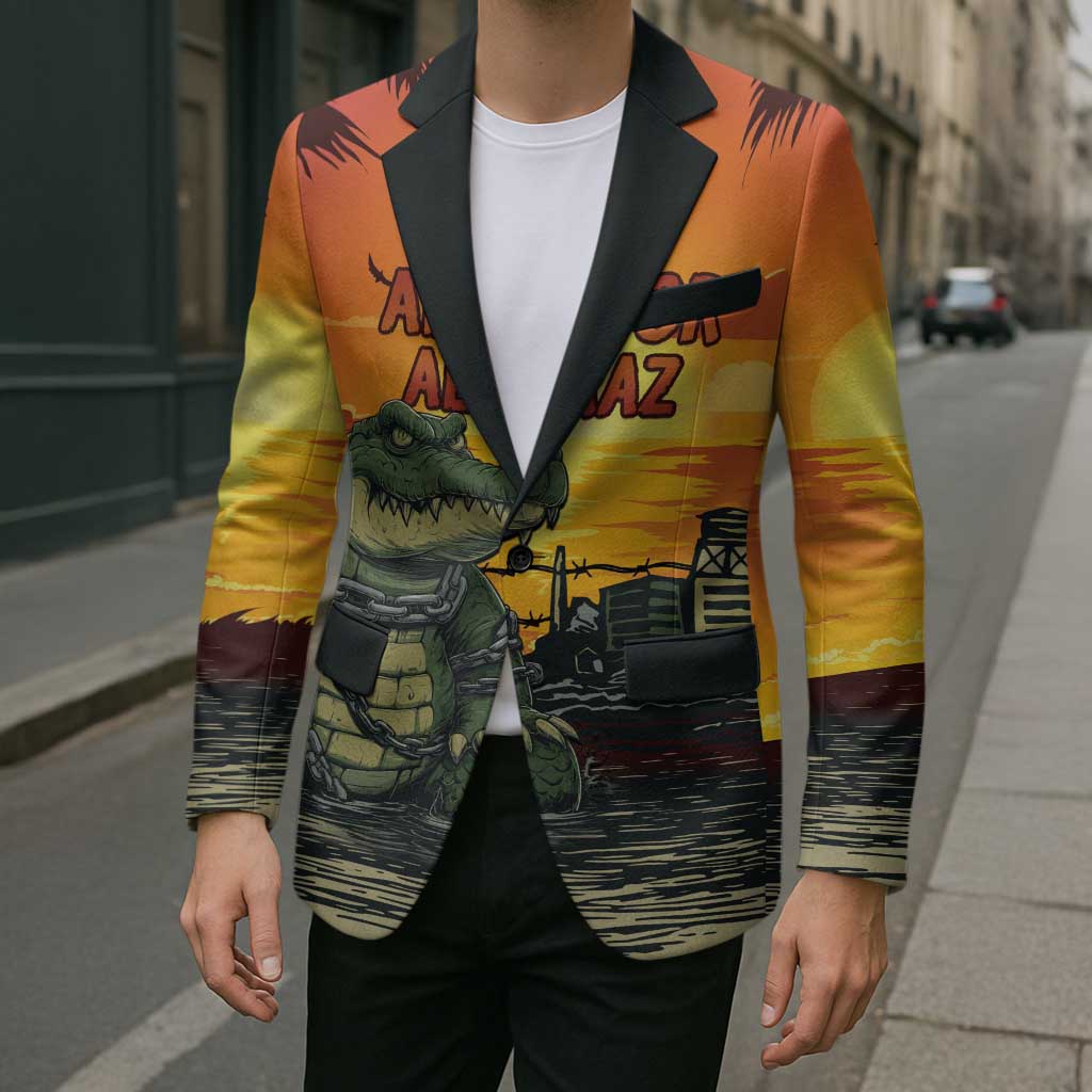 Personalized Alligator Alcatraz Blazer Gator Island Prison Retro Sunset - Wonder Print Shop