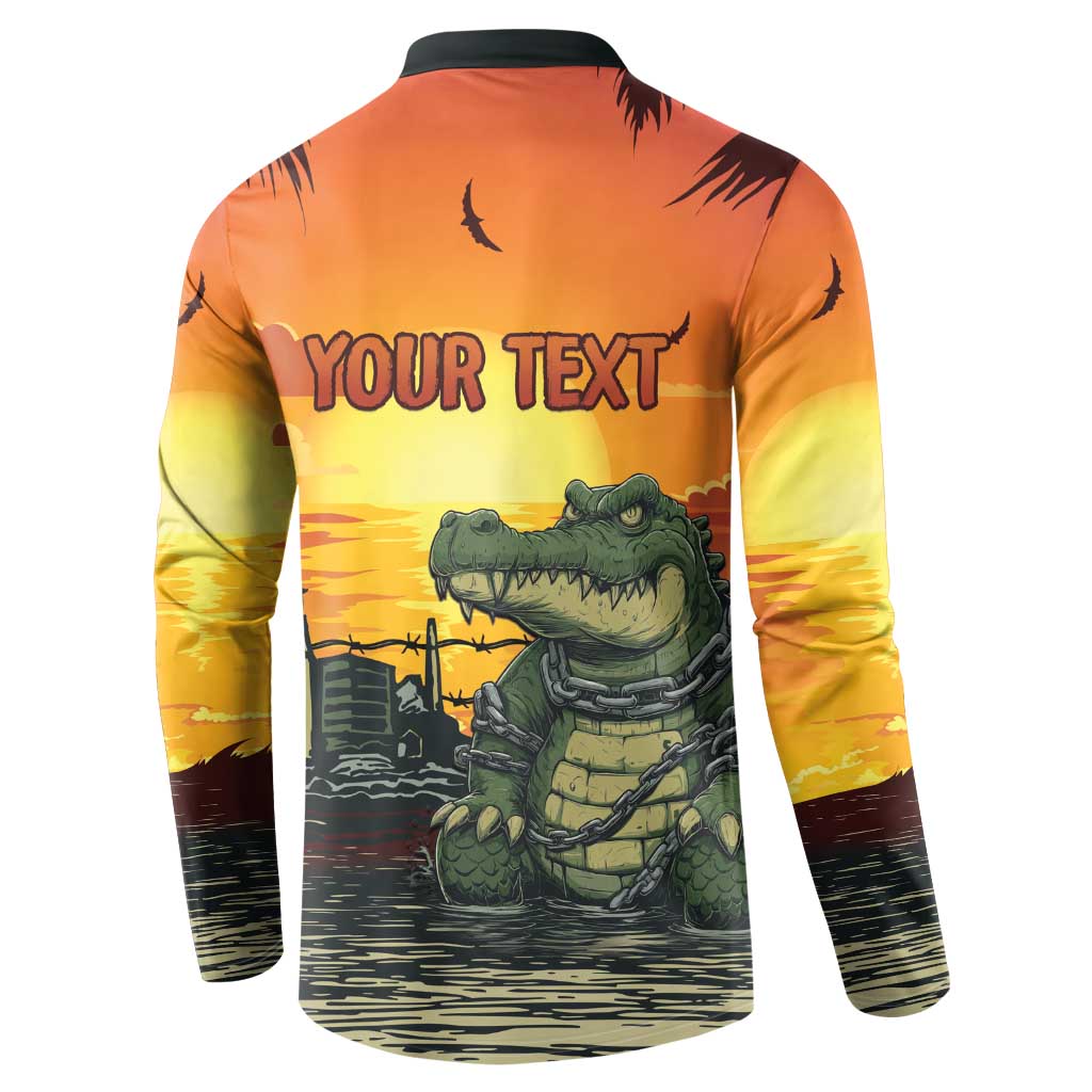 Personalized Alligator Alcatraz Button Sweatshirt Gator Island Prison Retro Sunset - Wonder Print Shop