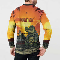 Personalized Alligator Alcatraz Button Sweatshirt Gator Island Prison Retro Sunset - Wonder Print Shop