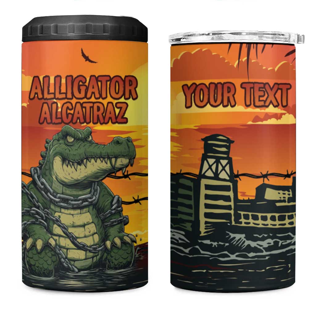 Personalized Alligator Alcatraz 4 in 1 Can Cooler Tumbler Gator Island Prison Retro Sunset - Wonder Print Shop