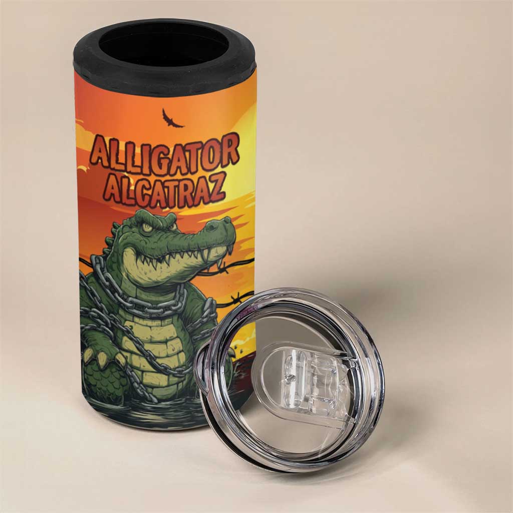 Personalized Alligator Alcatraz 4 in 1 Can Cooler Tumbler Gator Island Prison Retro Sunset - Wonder Print Shop