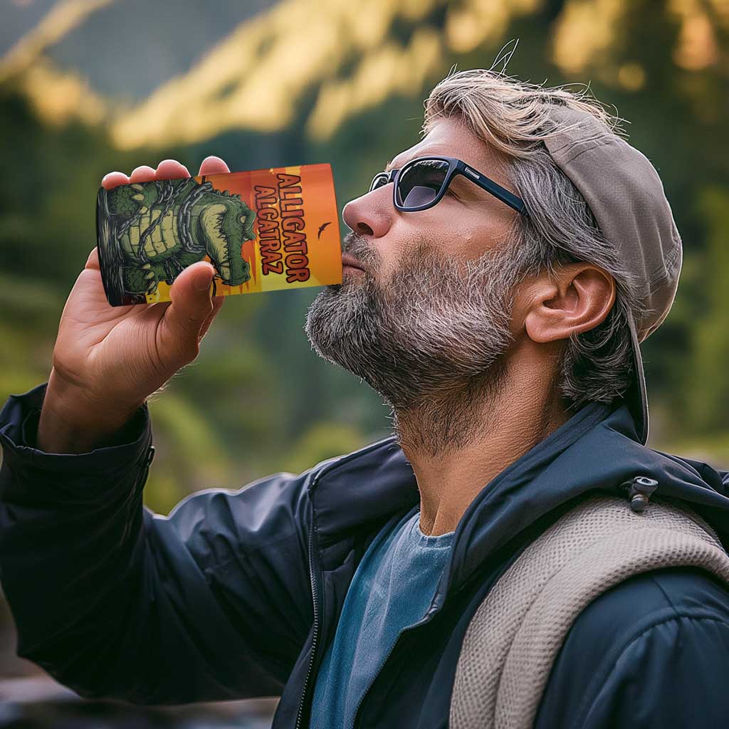 Personalized Alligator Alcatraz 4 in 1 Can Cooler Tumbler Gator Island Prison Retro Sunset - Wonder Print Shop