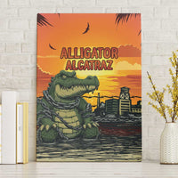 Alligator Alcatraz Canvas Wall Art Gator Island Prison Retro Sunset - Wonder Print Shop