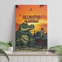 Alligator Alcatraz Canvas Wall Art Gator Island Prison Retro Sunset - Wonder Print Shop