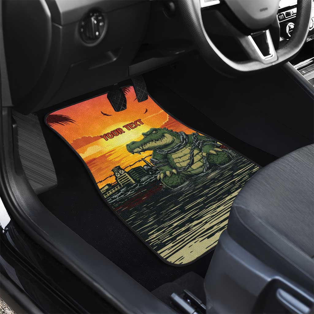Alligator Alcatraz Car Mats Gator Island Prison Retro Sunset - Wonder Print Shop