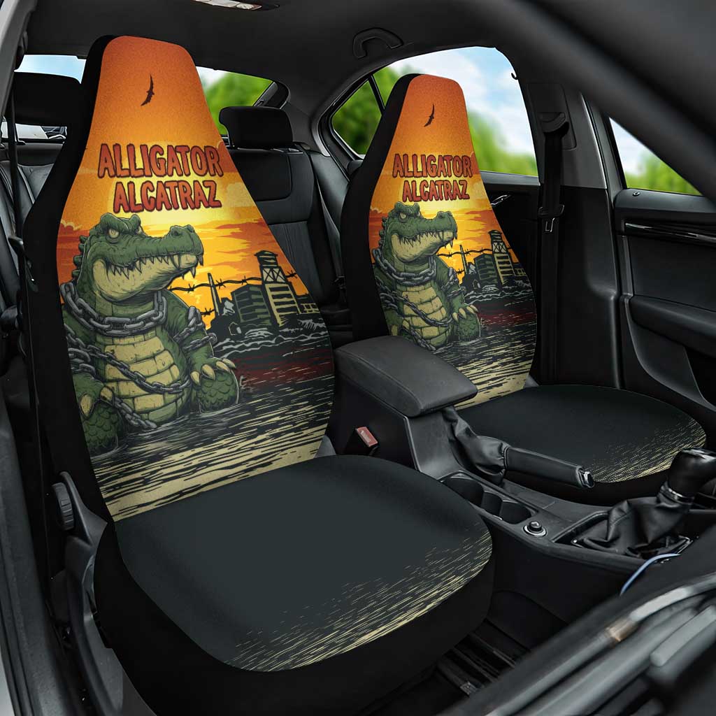 Alligator Alcatraz Car Seat Cover Gator Island Prison Retro Sunset - Wonder Print Shop