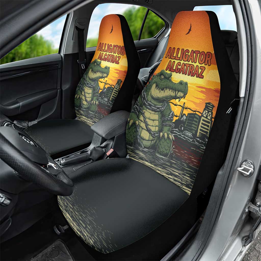 Alligator Alcatraz Car Seat Cover Gator Island Prison Retro Sunset - Wonder Print Shop