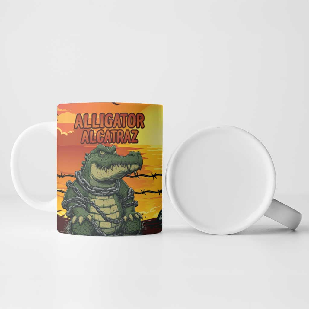 Personalized Alligator Alcatraz Ceramic Mug Gator Island Prison Retro Sunset - Wonder Print Shop