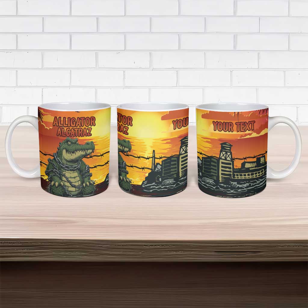 Personalized Alligator Alcatraz Ceramic Mug Gator Island Prison Retro Sunset - Wonder Print Shop