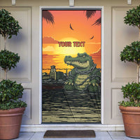 Personalized Alligator Alcatraz Door Cover Gator Island Prison Retro Sunset - Wonder Print Shop