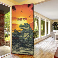 Personalized Alligator Alcatraz Door Cover Gator Island Prison Retro Sunset - Wonder Print Shop