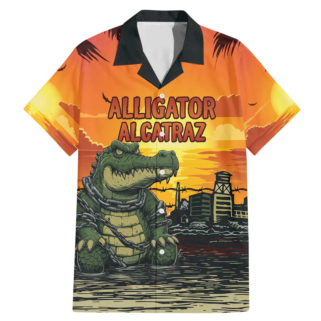 Personalized Alligator Alcatraz Family Matching Mermaid Dress and Hawaiian Shirt Gator Island Prison Retro Sunset - Wonder Print Shop
