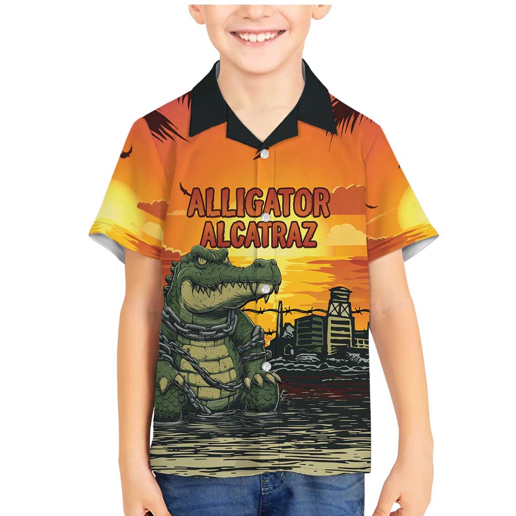 Personalized Alligator Alcatraz Family Matching Mermaid Dress and Hawaiian Shirt Gator Island Prison Retro Sunset - Wonder Print Shop
