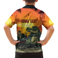 Personalized Alligator Alcatraz Family Matching Off Shoulder Maxi Dress and Hawaiian Shirt Gator Island Prison Retro Sunset - Wonder Print Shop