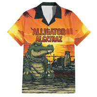 Personalized Alligator Alcatraz Family Matching Puletasi and Hawaiian Shirt Gator Island Prison Retro Sunset - Wonder Print Shop
